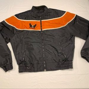 Biker Design Harley Davidson Logo Black Orange Waterproof Bomber Jacket Men’s L
